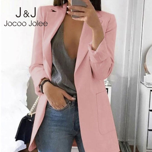 Jocoo Jolee Casual Slim Suit 2019 Women Fashion Elegant Jackets European Work OL Blazer Plus Size 5XL Lady Outwear Female Tops